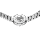 Fond de boîtier avec logo gravé, bracelet en acier argenté s'étendant de chaque côté