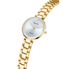 Reloj BERING tono oro con esfera blanca y pulsera de eslabones, vista angular