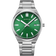 BERING stainless steel watch with green dial, white markers and hands, date window, metal bracelet
