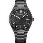 Reloj BERING para hombre, caja acero gris, pulsera eslabones, esfera texturizada, índices blancos, ventana de fecha.