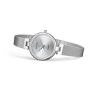 BERING watch with silver mesh band displayed to show face and band detail.