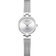 Stainless steel wristwatch with mesh band and round case; white dial with simple hand design.