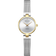Round white dial BERING wristwatch with two-tone case and stainless steel mesh band.