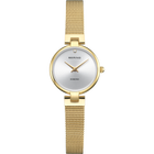 Orologio BERING con quadrante rotondo color champagne-oro, design minimalista e cinturino in maglia metallica.
