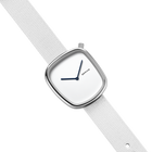 Quadratische Textil-Uhr Weiß
