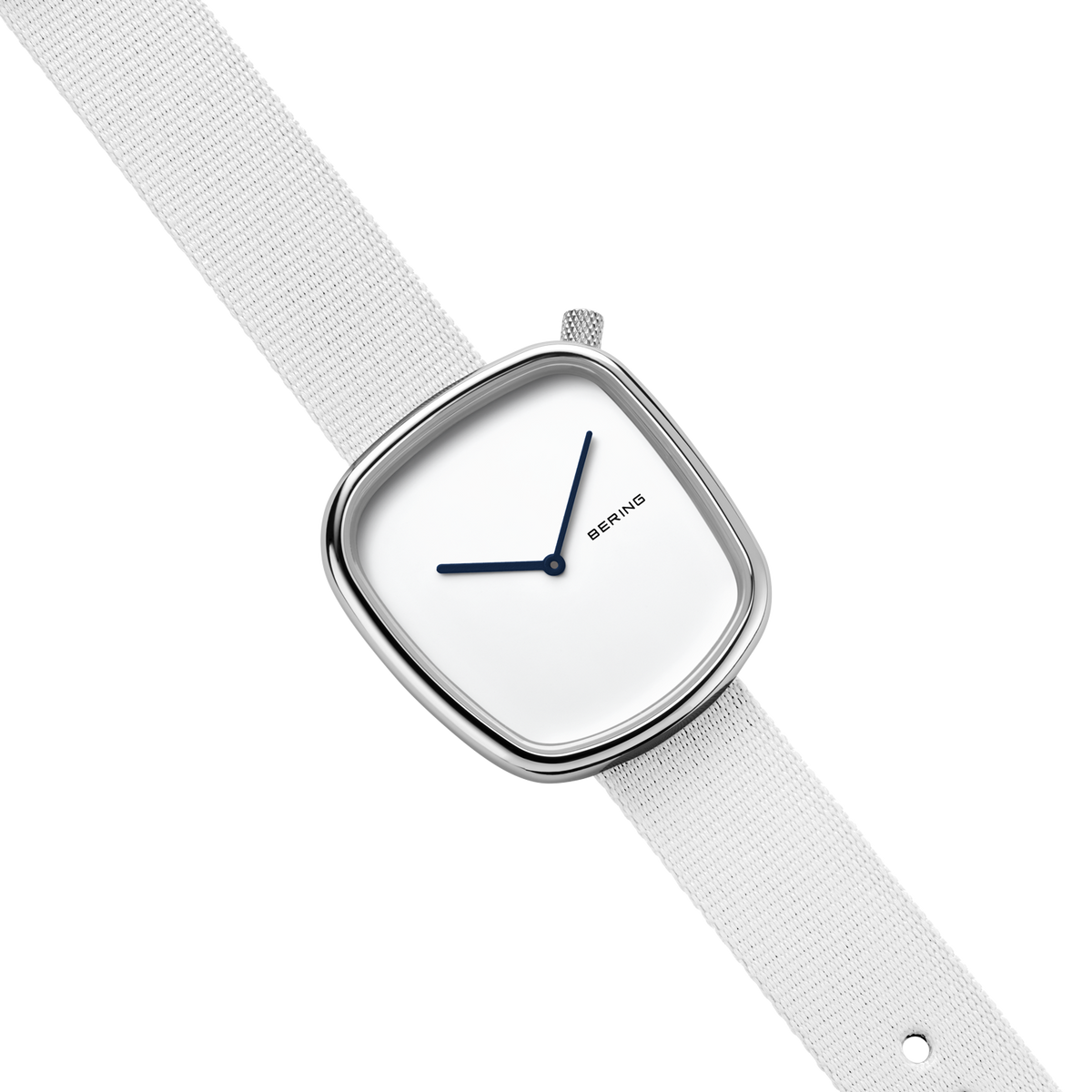 Quadratische Textil-Uhr Weiß