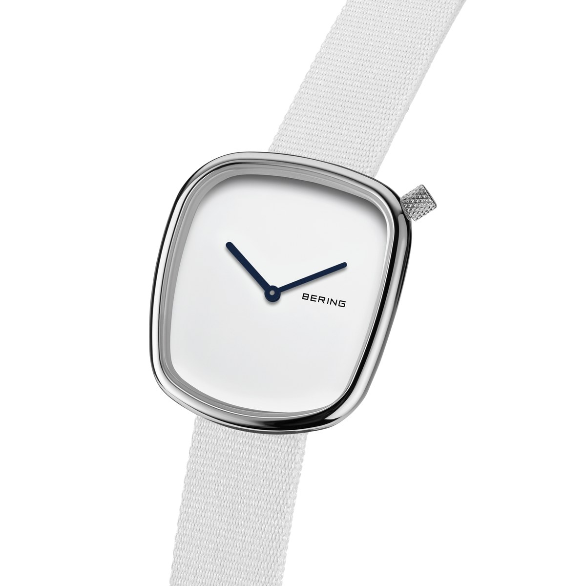 Quadratische Textil-Uhr Weiß