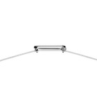 Watch viewed from above, showing case top with crown and mesh bracelet.