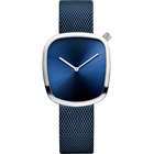 BERING Pebble watch with dark blue dial and mesh band