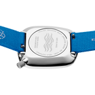 Vierkant sunray textiel Horloge blauw zilver