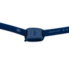 Dunkelblau rechteckiges Armband-Uhr mit Stoffband, Vorderansicht von Gehäuse und Armband