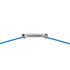 BERING wristwatch with silver rectangular case and blue textile strap, viewed from above