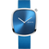 BERING Pebble Ocean Waste watch with square silver case, blue dial, and blue textile strap