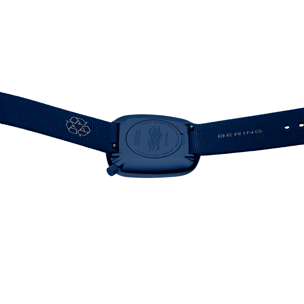 Montre BERING carrée avec boîtier foncé et bracelet, vue de face