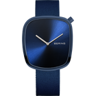 Montre-bracelet BERING Pebble Ocean Waste avec boîtier bleu foncé, cadran bleu et bracelet textile