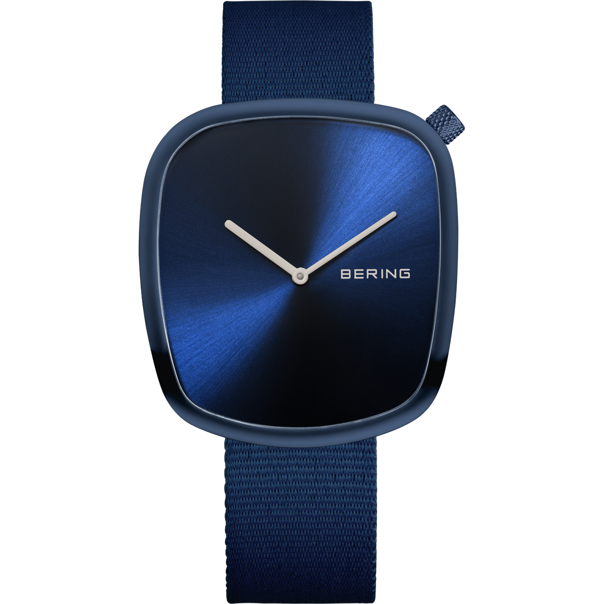 Montre-bracelet BERING Pebble Ocean Waste avec boîtier bleu foncé, cadran bleu et bracelet textile