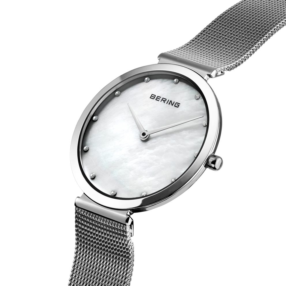 Mother of Pearl Mesh Watch White