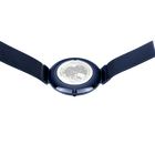 BERING horloge met donkerblauwe ronde kast en stofband, bovenaanzicht