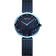 BERING wristwatch with turquoise case, dark dial, white hour markers, light blue hands, and mesh band.