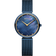 Reloj BERING modelo 18132-399 con esfera azul, bisel dorado y pulsera de malla, fotografiado de frente.