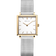 BERING model 18226-010 wristwatch with square gold case, white dial, and steel mesh bracelet
