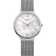 Reloj de pulsera BERING con caja redonda, pulsera de malla plateada y esfera blanca con números romanos