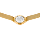 Vista dall'alto di orologio BERING color oro con cinturino a maglia e quadrante argentato