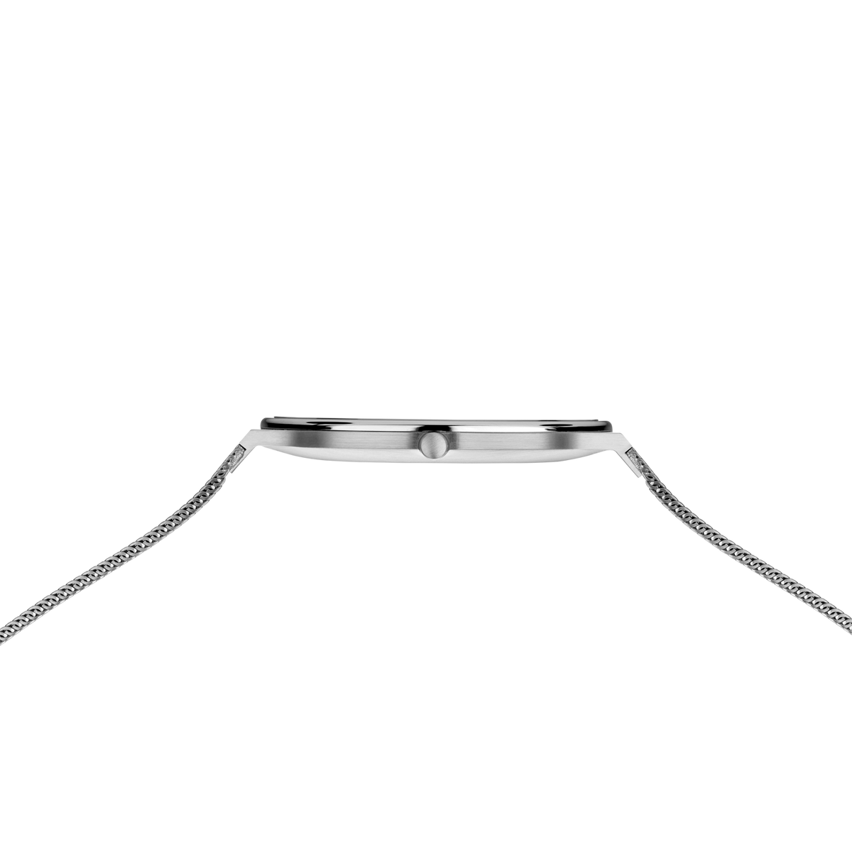 Uhrengehäuse von oben mit beidseitigem Metallarmband im Meshstil