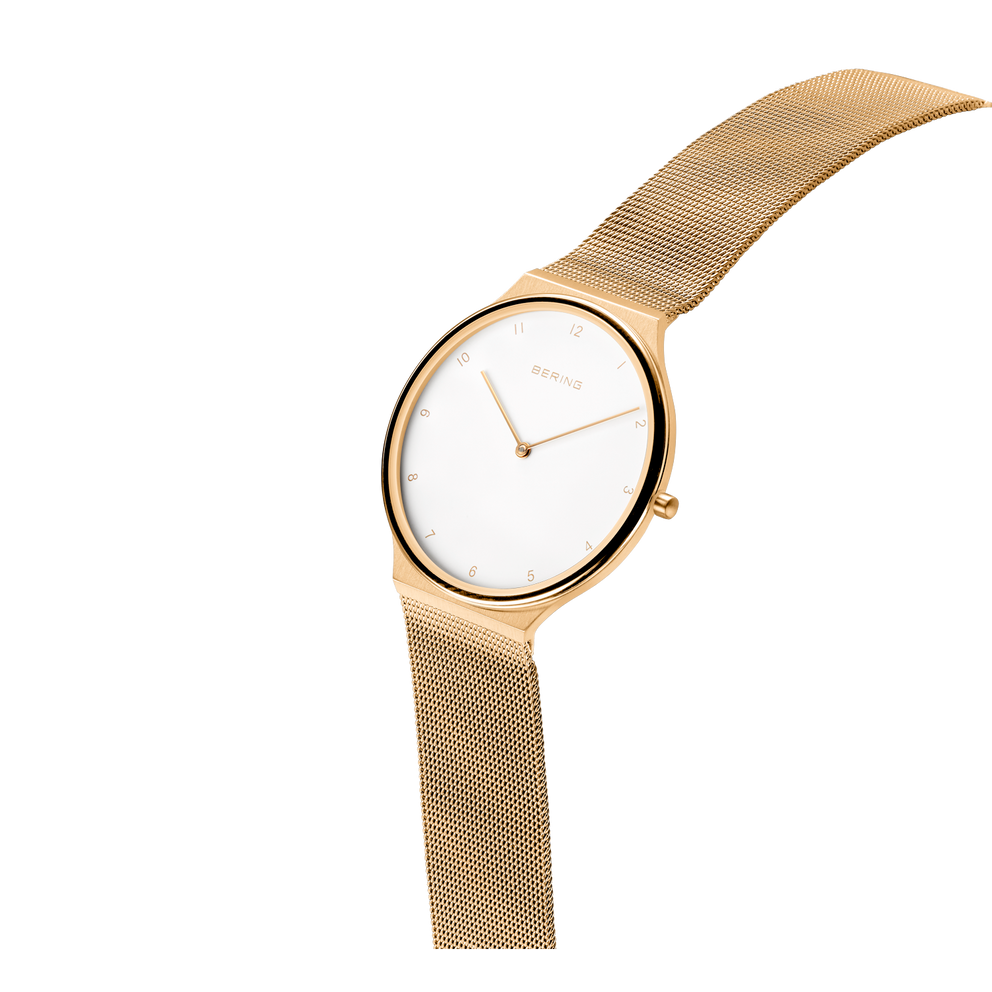 BERING Armbanduhr Modell 18440-334 mit Mesh-Band in Roségold und weißem Zifferblatt