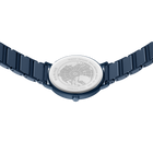 Dunkelblauer Armbanduhr mit Metallarmband und Weltkarten-Zifferblatt, Vorderansicht
