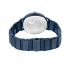 BERING-Armbanduhr von hinten mit weißem Zifferblatt und dunkelbauem Stahlarmband