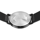 Fondello di orologio BERING con testo circolare inciso, cinturino mesh nero, vista posteriore