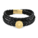Kompass-Wickelarmband aus Leder Schwarz Gold