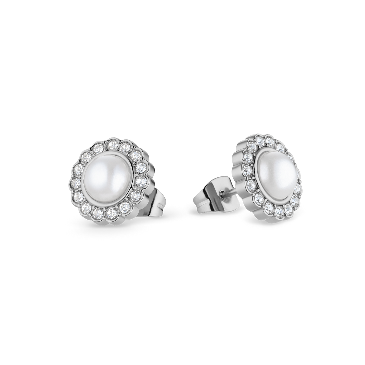 Sparkling Pearl Studs Silver